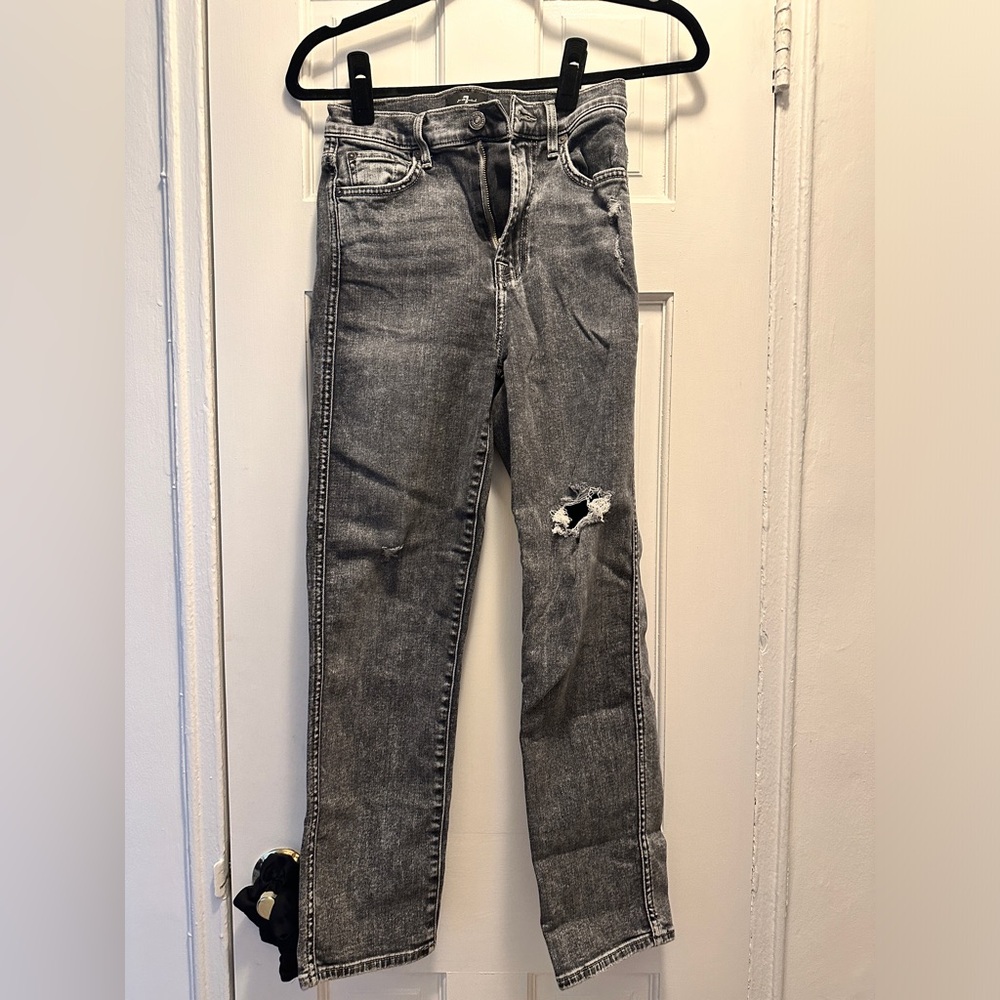 Seven for all man kind distressed  black - high wasted cropped 35